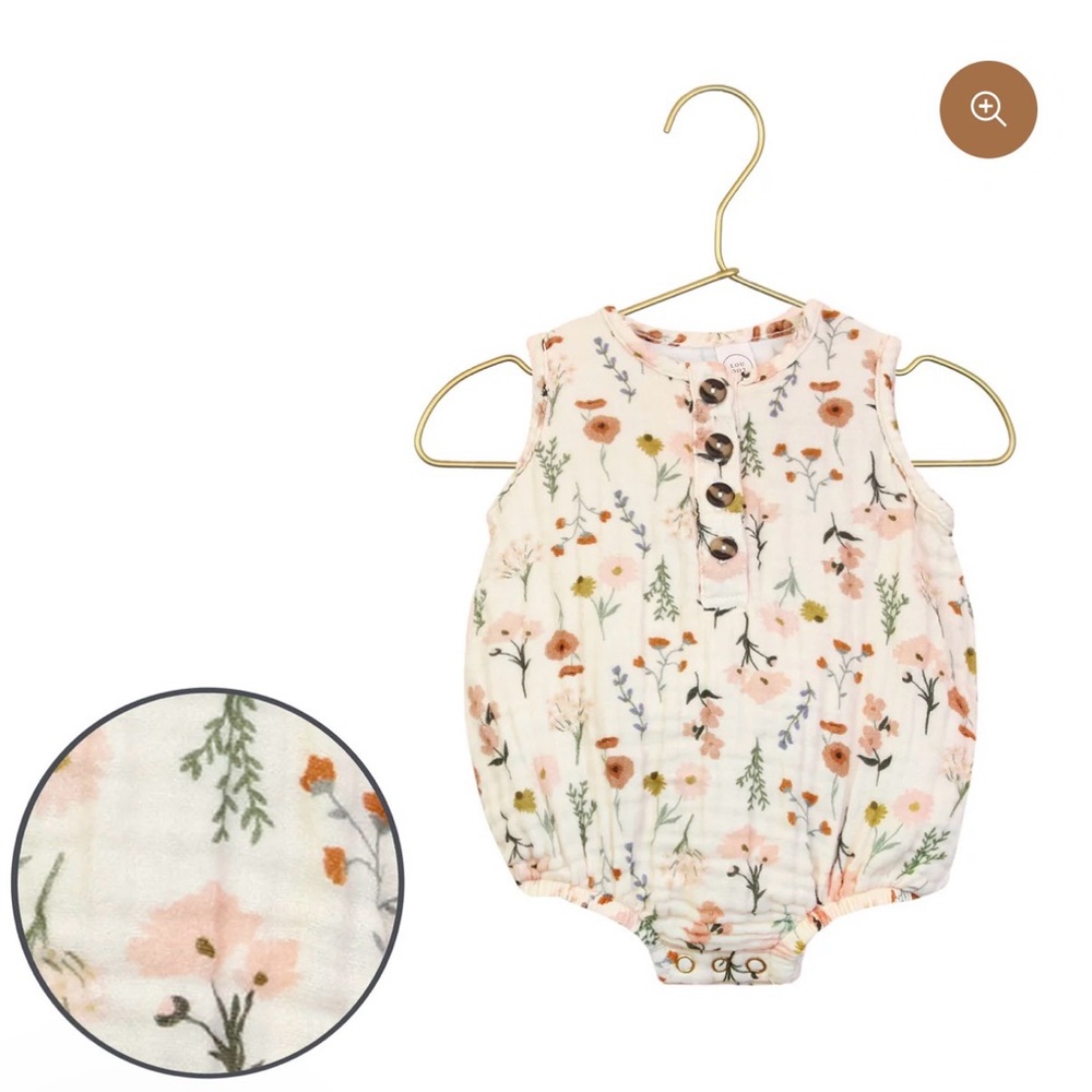 Lou Lou & Company Cloud Muslin Bubble Romper in Rachel 3-6 mo